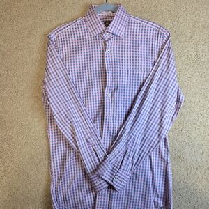 Peter Millar Pink and Blue Checkered Shirt